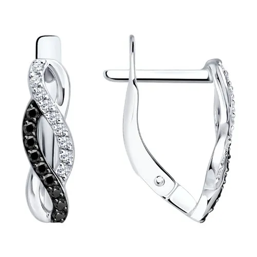 Cercei din aur alb cu Cubic Zirconia Incolor, Cubic Zirconia Negru