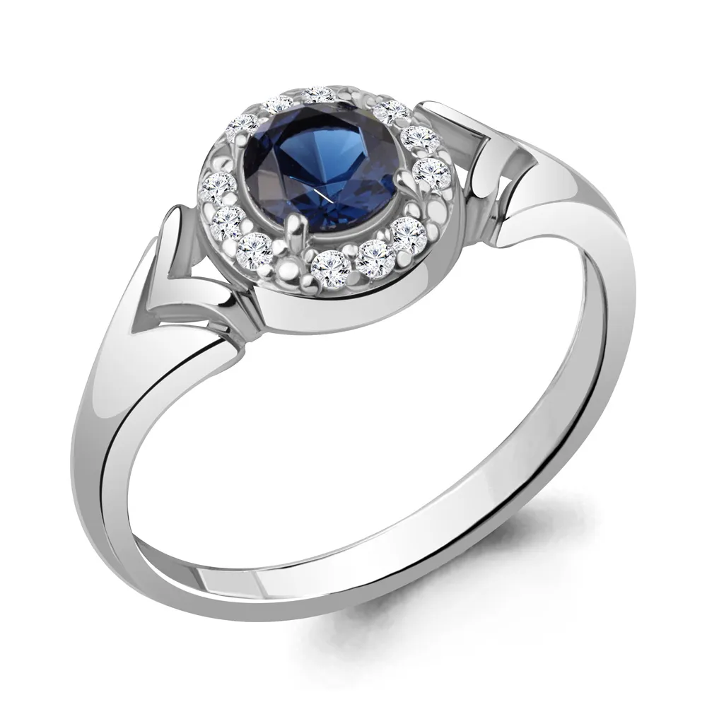 Inel din aur alb cu Cubic Zirconia Incolor, Nanosafir