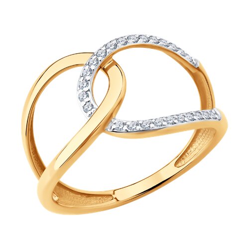 Inel din aur roșu cu pietre Cubic Zirconia Incolor