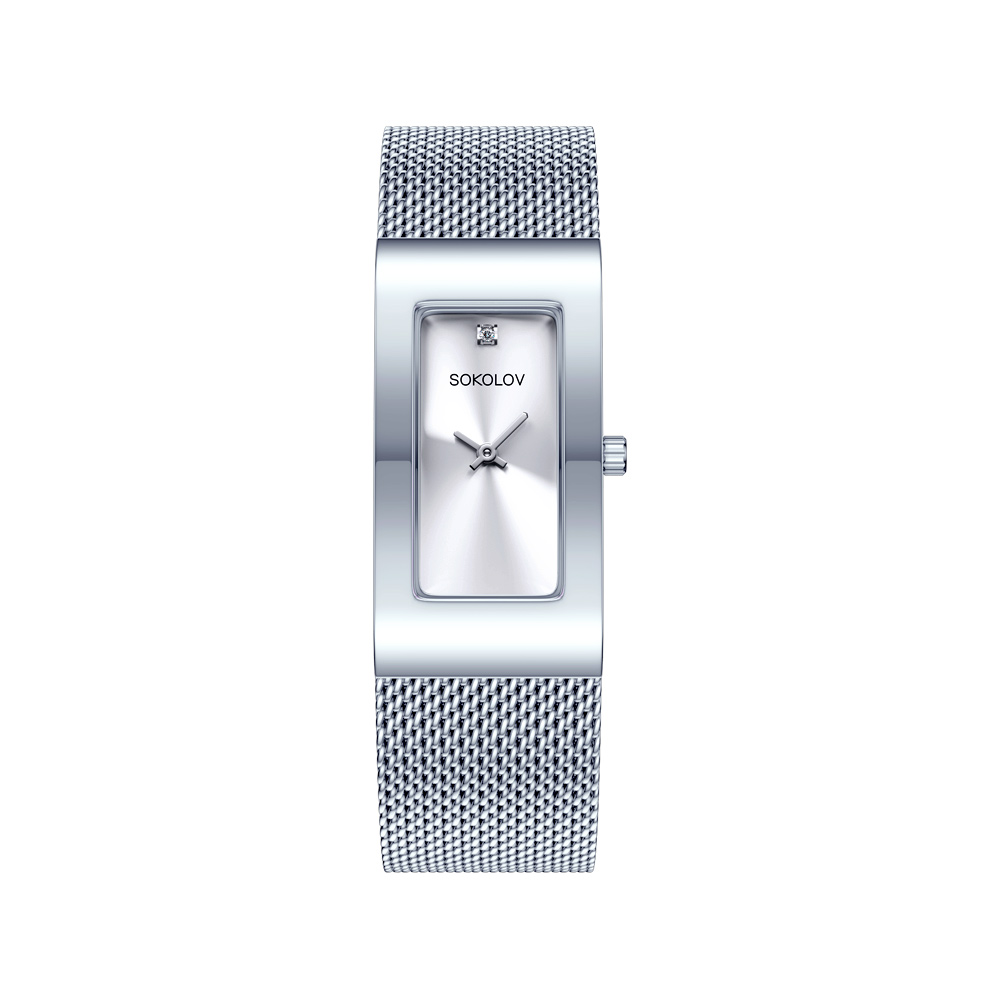 Ceas din otel  cu pietre Cubic zirconia