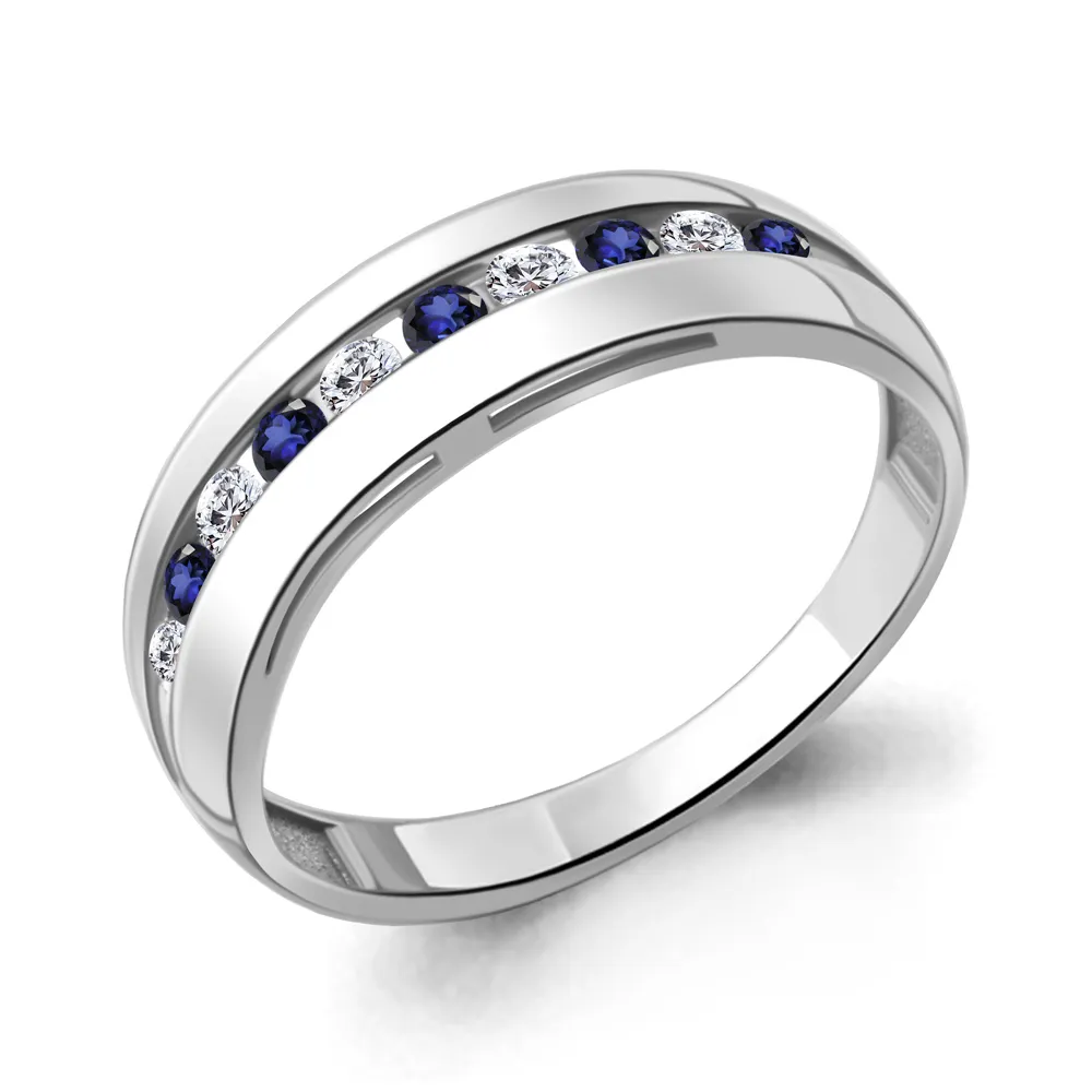 Inel din aur alb cu Cubic Zirconia Incolor, Nanosafir