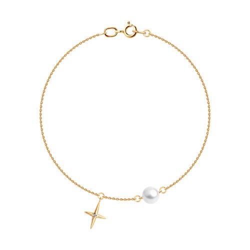 Brățară din aur roșu cu pietre Diamant, Perla Albă