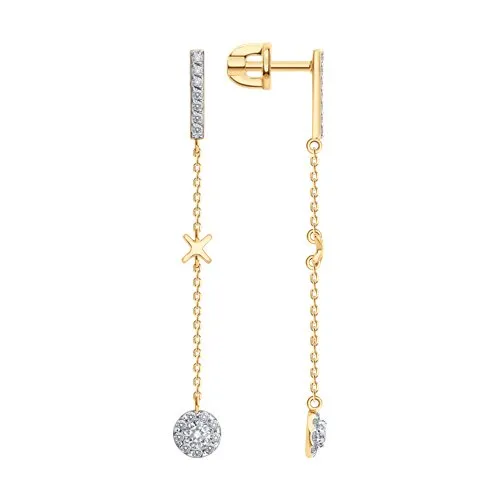 Cercei Pusete din aur roșu cu Cubic Zirconia Incolor