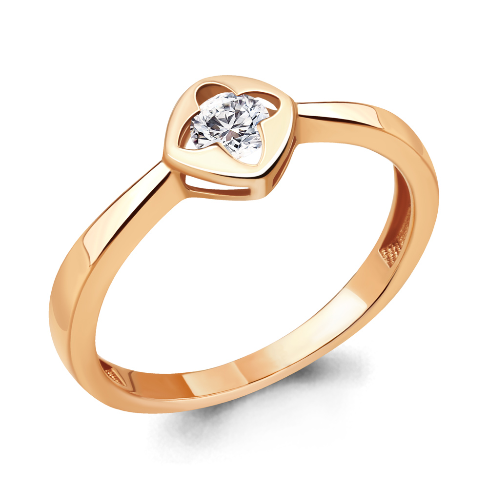 Кольцо из красного золота с камнями Фианит