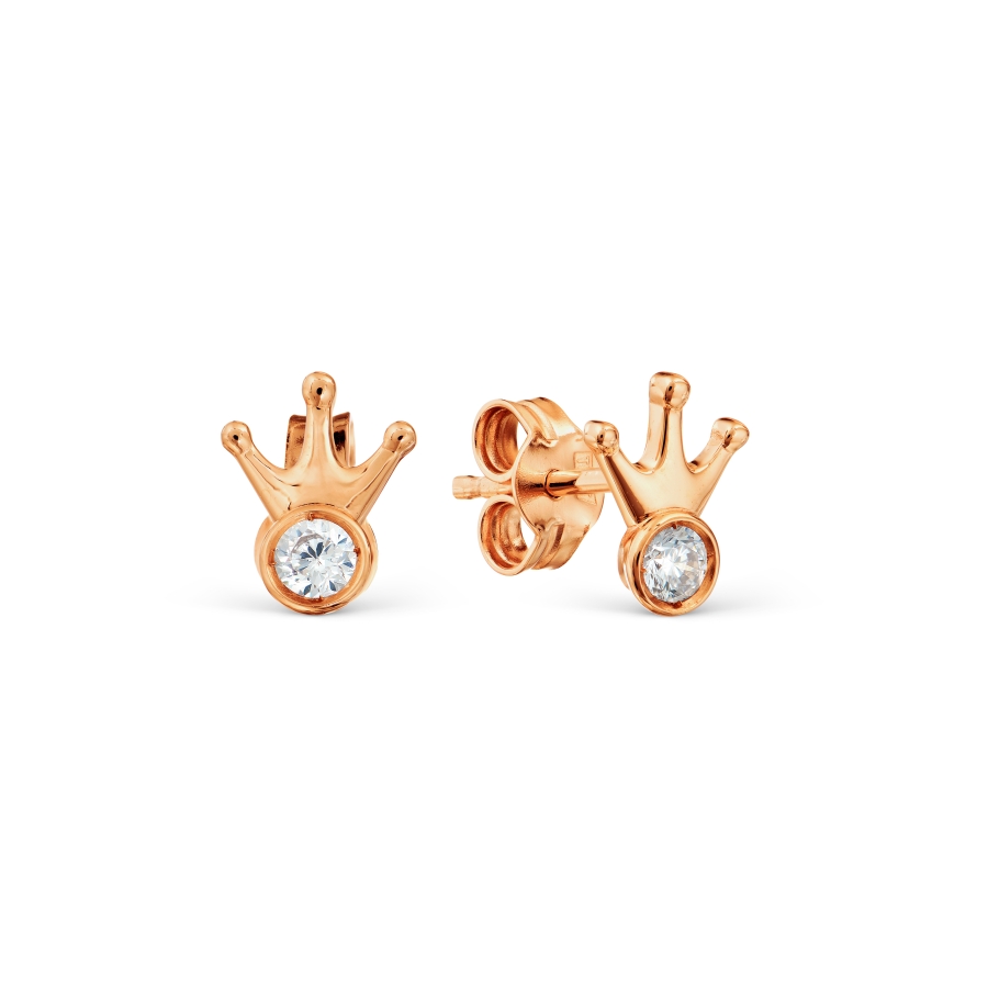 Cercei Pusete din aur roșu cu pietre Cubic Zirconia Incolor