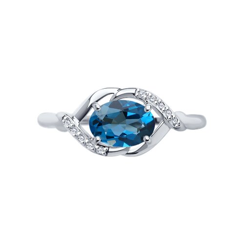 Inel din aur alb cu pietre Diamant, Topaz London