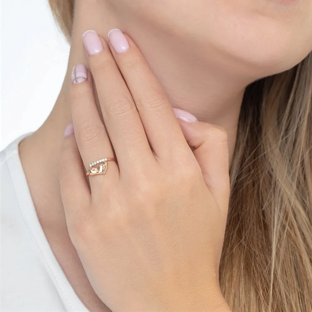 Inel din aur roșu cu Cubic Zirconia Incolor