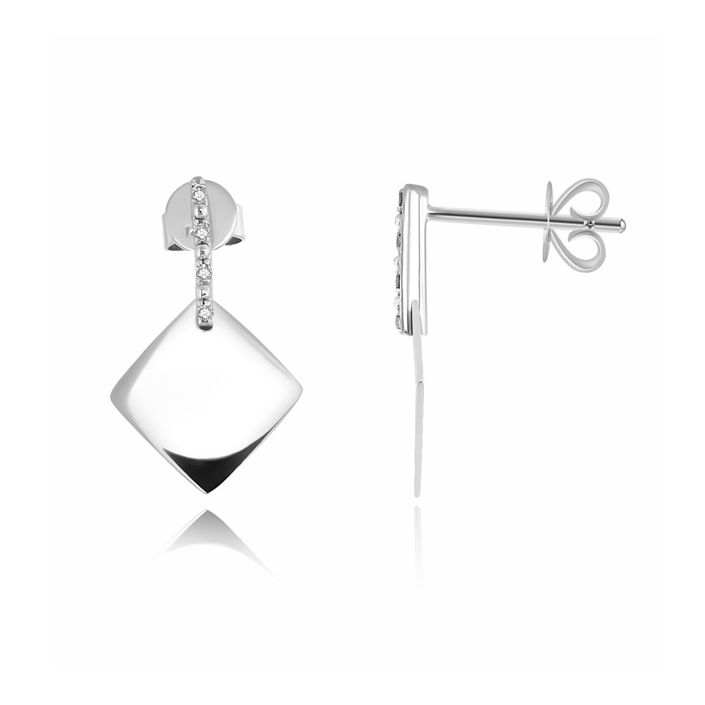 Cercei Pusete din aur alb cu pietre Diamant