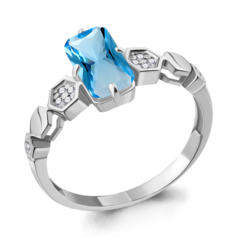 Inel din argint  cu pietre Cubic zirconia, Nanotopaz