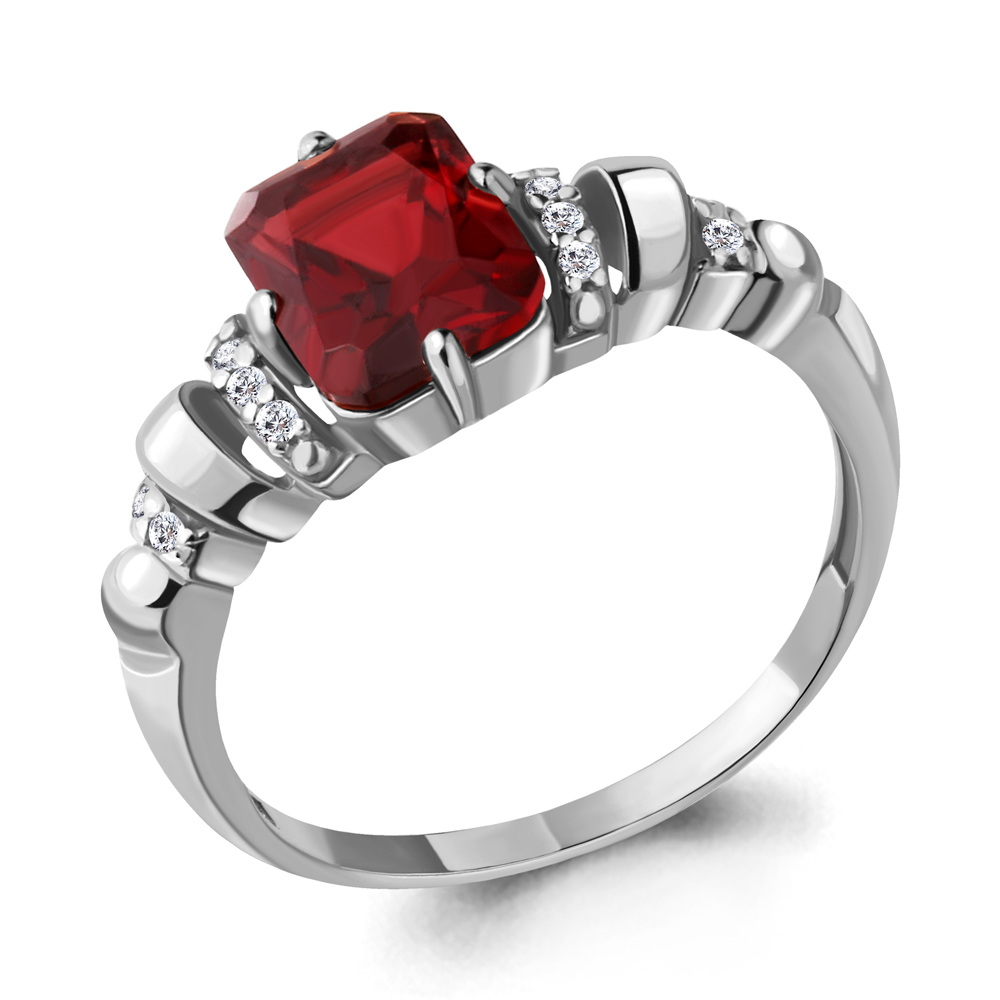 Inel din argint  cu pietre Cubic zirconia, Nanogranat