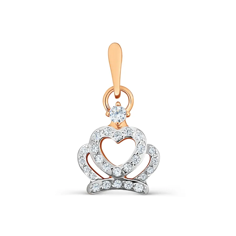 Pandantiv din aur roșu cu Cubic Zirconia Incolor