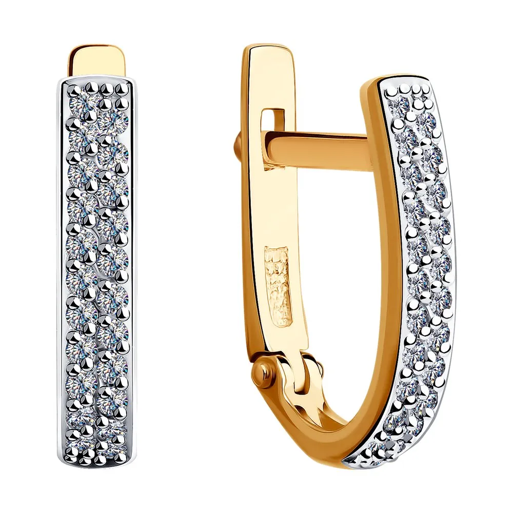 Cercei din aur roșu cu Cubic Zirconia Incolor