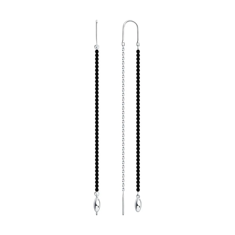 Cercei Lanț din argint cu Spinel natural, Fir transparent