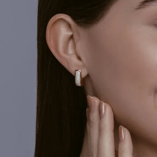 Cercei din aur roșu cu Cubic Zirconia Incolor