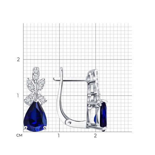 Cercei din aur alb cu pietre Diamant, Safir
