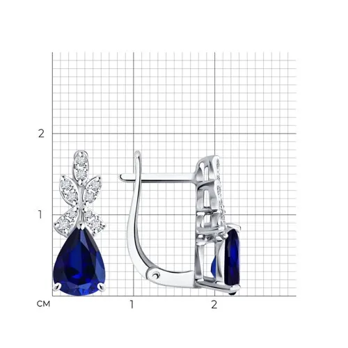Cercei din aur alb cu Diamant, Safir