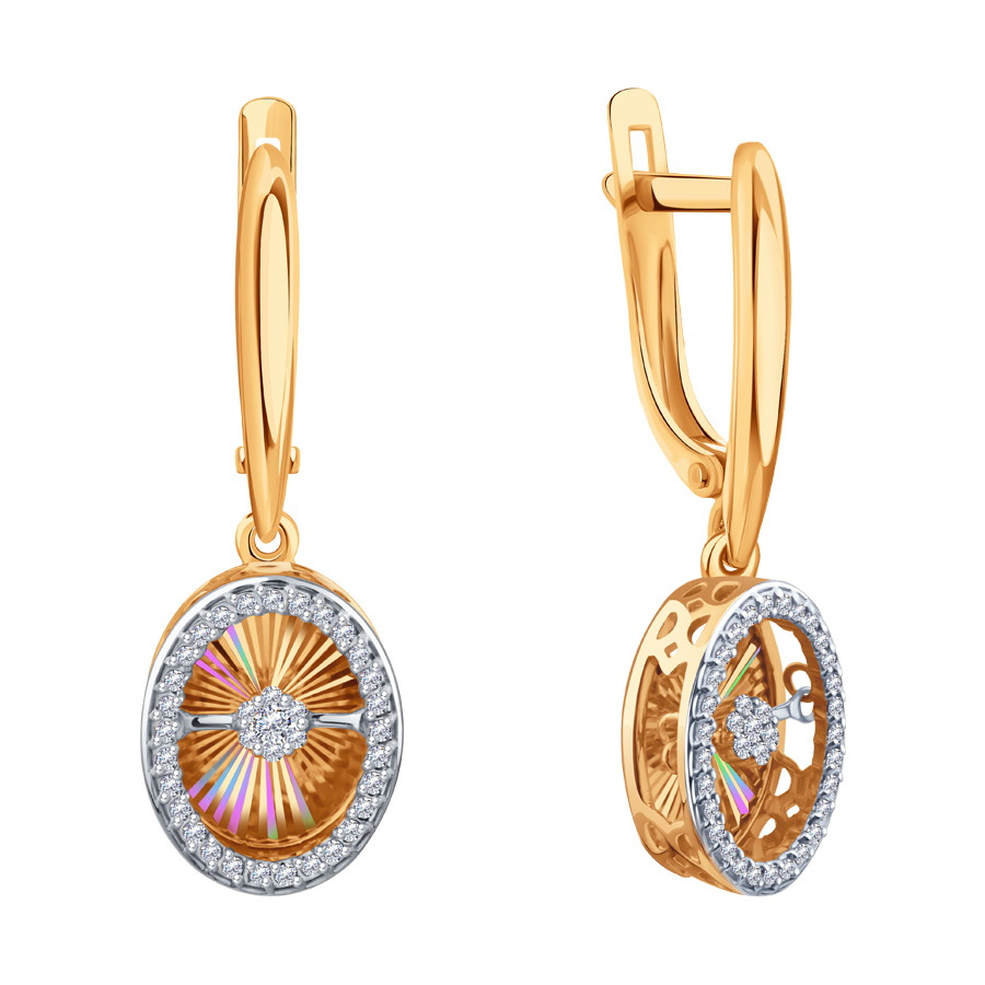 Cercei Suspendați din aur roșu cu pietre Diamant