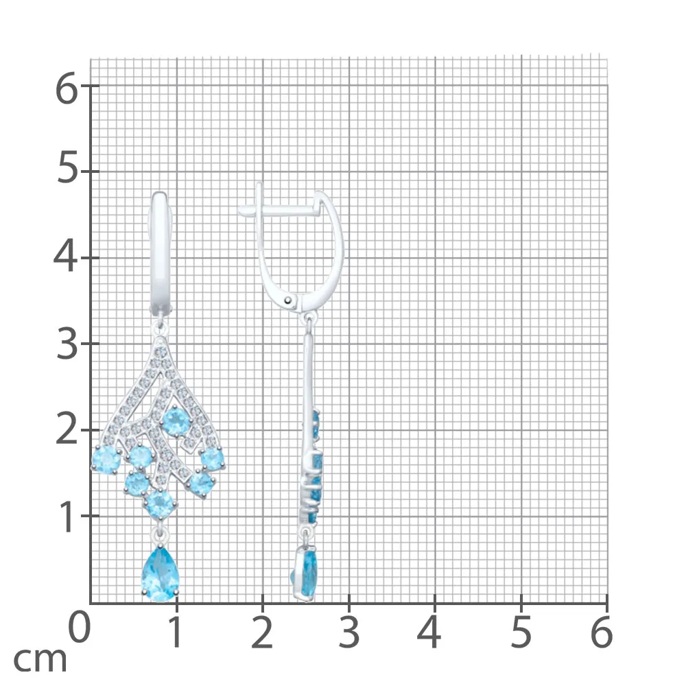 Cercei Suspendați din aur alb cu Cubic Zirconia Incolor, Topaz Swiss