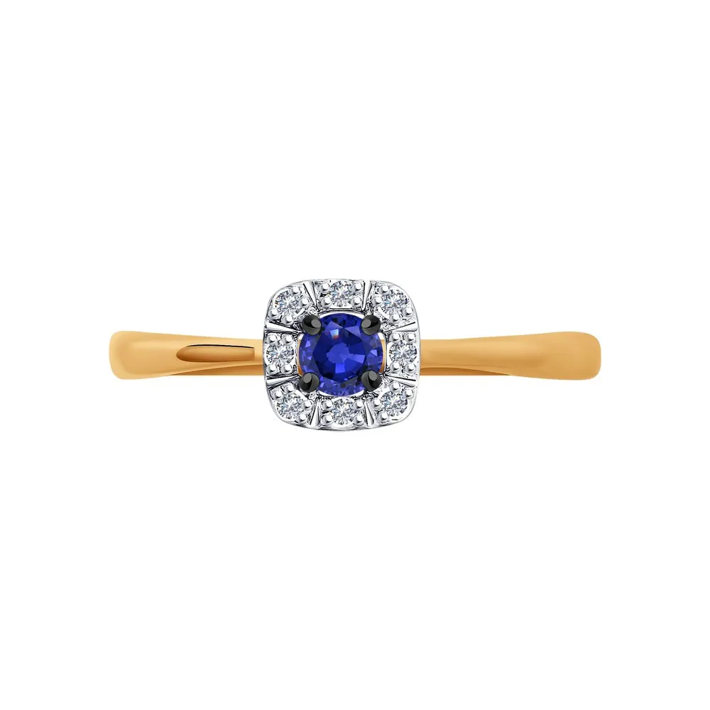 Inel din aur roșu cu Diamant, Safir