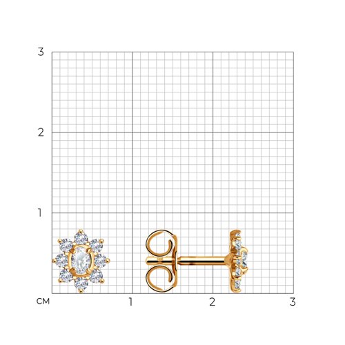 Cercei Pusete din aur roșu cu pietre Cubic Zirconia Incolor