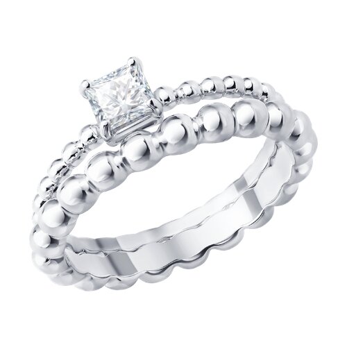 Кольцо из серебра с камнями Фианит