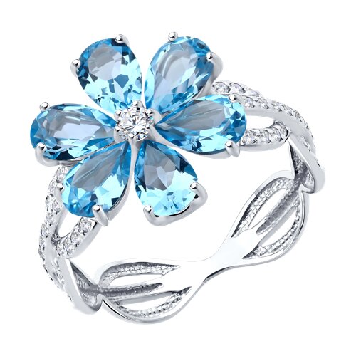 Inel din aur alb cu pietre Cubic Zirconia Incolor, Topaz Swiss