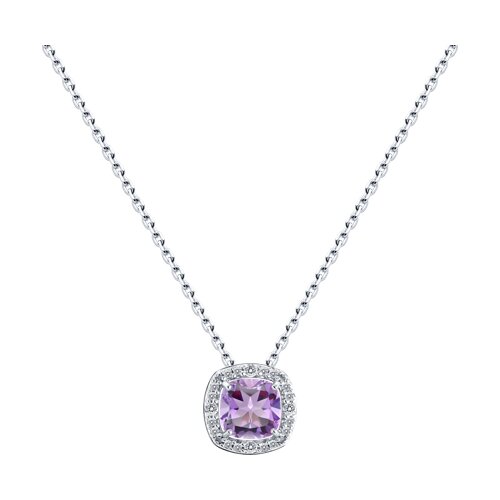 Colier din argint  cu pietre Cubic Zirconia Incolor, Ametist