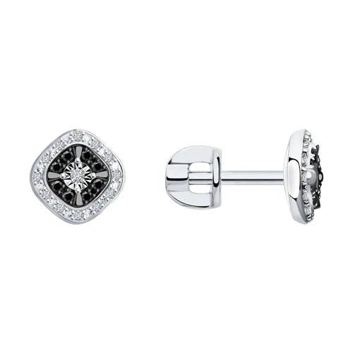 Cercei Pusete din aur alb cu Diamant, Diamant negru