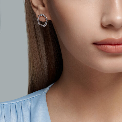 Cercei Pusete din argint  cu pietre Cubic Zirconia Incolor