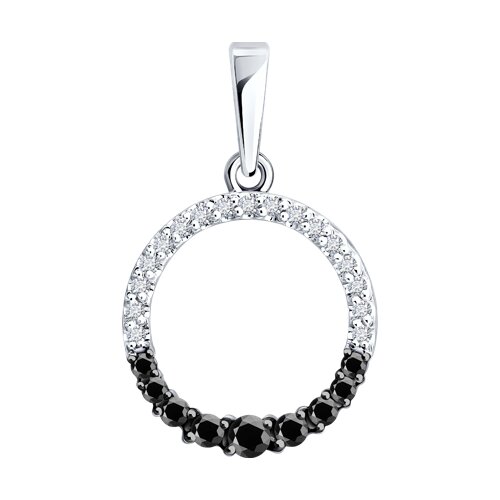 Подвеска из белого золота с камнями Бриллиант, Черный бриллиант