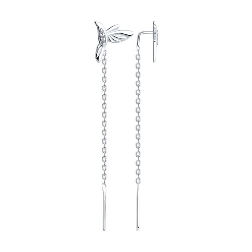 Cercei Lanț din argint  cu pietre Cubic Zirconia Incolor