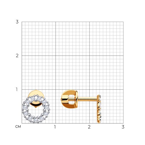 Cercei Pusete din aur roșu cu pietre Cubic Zirconia Incolor