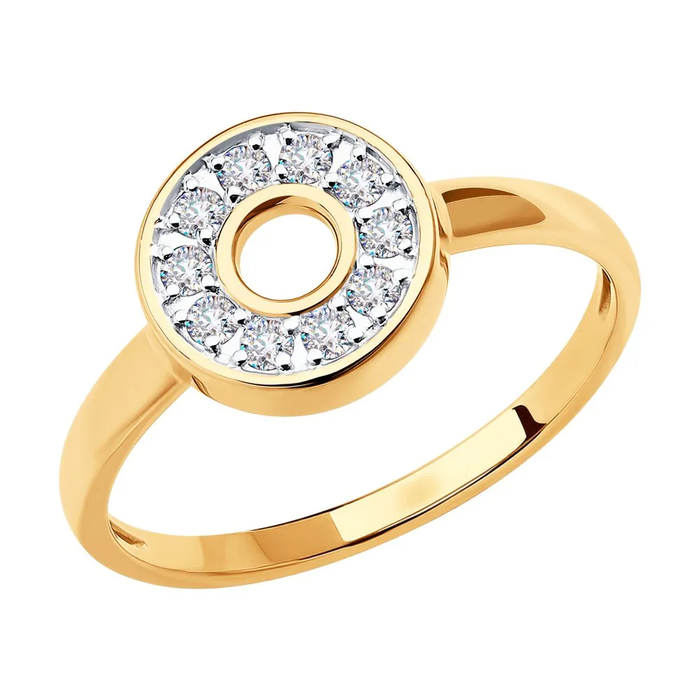 Inel din aur roșu cu Cubic Zirconia Incolor