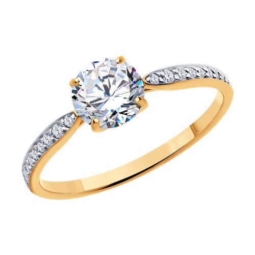 Inel din aur roșu cu pietre Cubic Zirconia Incolor