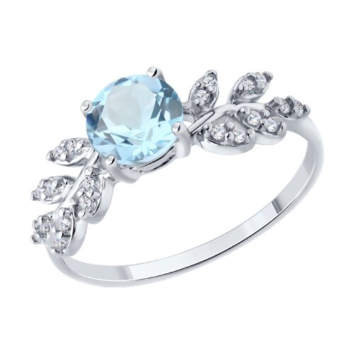 Inel din argint  cu pietre Cubic Zirconia Incolor, Topaz albastru