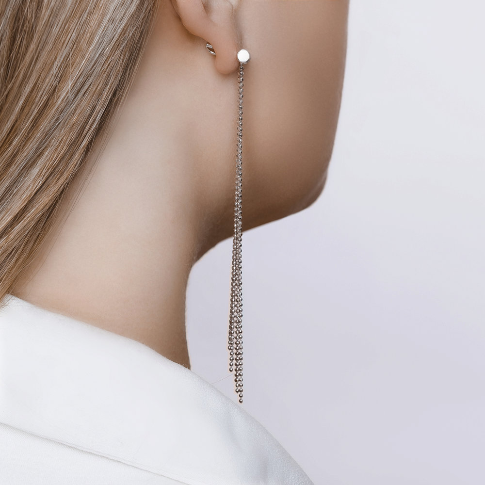 Серьги Пусеты из серебра без камней