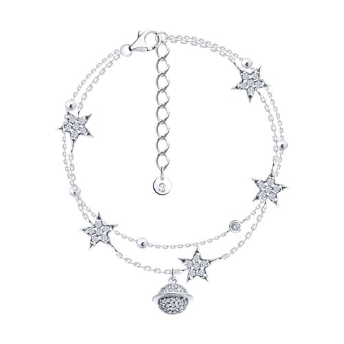 Браслет из серебра с камнями Фианит