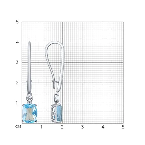Cercei Suspendați din aur alb cu Cubic Zirconia Incolor, Topaz Swiss
