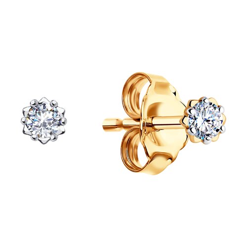 Cercei Pusete din aur roșu cu pietre Cubic Zirconia Incolor