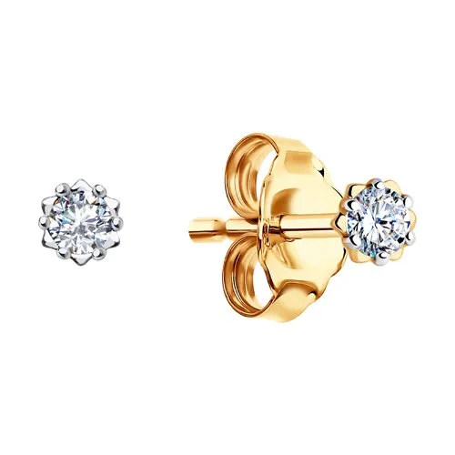 Cercei Pusete din aur roșu cu Cubic Zirconia Incolor