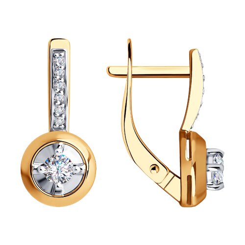 Cercei din aur alb și roșu cu pietre Cubic Zirconia Incolor