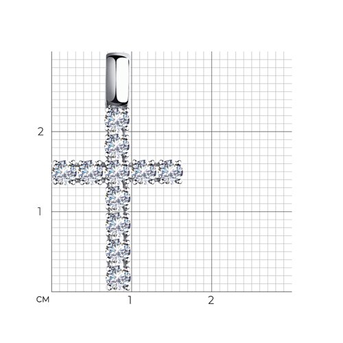 Cruce din aur alb cu pietre Cubic Zirconia Incolor