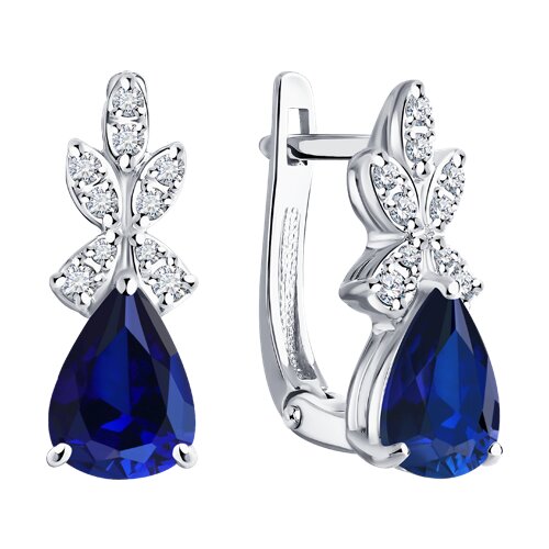Cercei din aur alb cu pietre Diamant, Safir