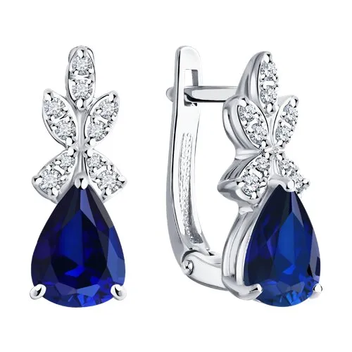 Cercei din aur alb cu Diamant, Safir