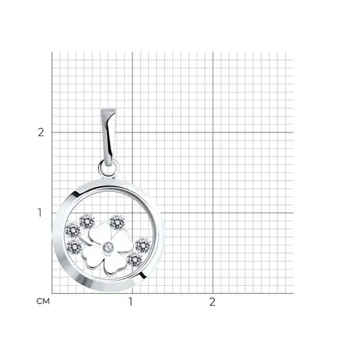 Pandantiv din argint cu Cubic Zirconia Incolor, Sticla minerală