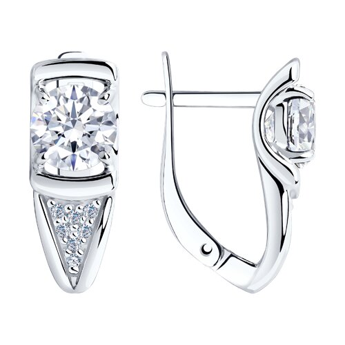 Серьги из серебра с камнями Фианит