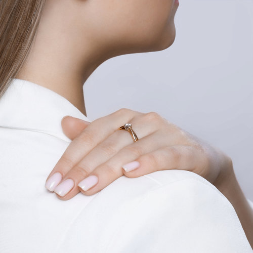 Inel din aur alb și roșu cu pietre Diamant