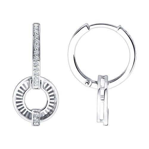 Серьги Конго из белого золота с камнями Бриллиант