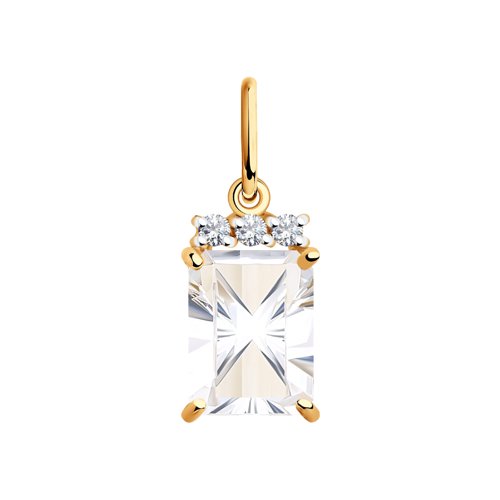 Pandantiv din aur roșu cu pietre Cubic Zirconia Incolor, Cristal de munte