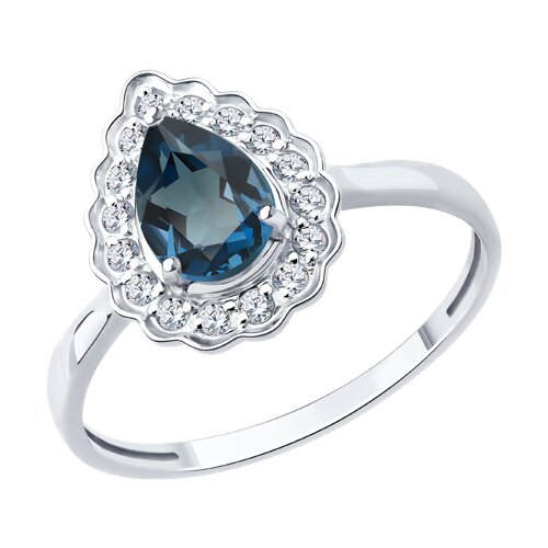 Inel din aur alb cu pietre Cubic Zirconia Incolor, Topaz London
